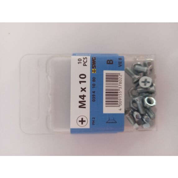 Boulon mécanique, tête fraisée, PH, M4 x 10, acier zingué, DIN 965