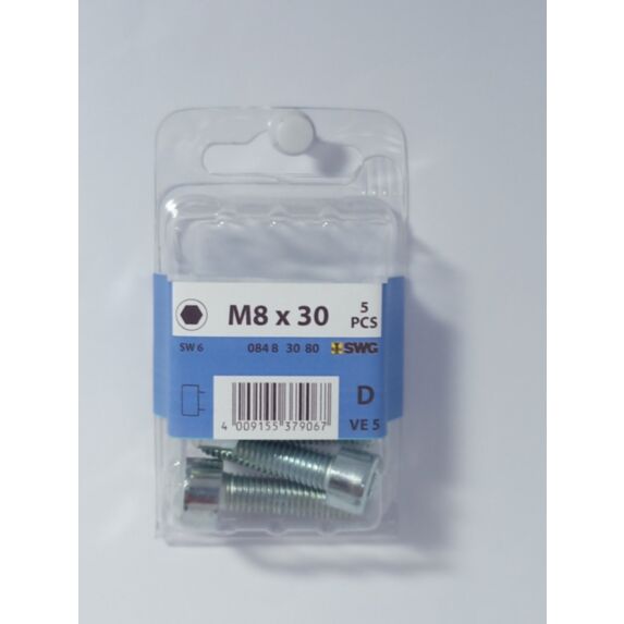 Vis métaux, tête cylindrique, 6-pans creux, M8 x 30, acier zingué, DIN 912