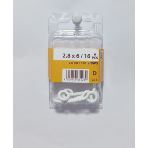 Piton à visser, 2,8 x 6 / 16, revêtement plastique blanc