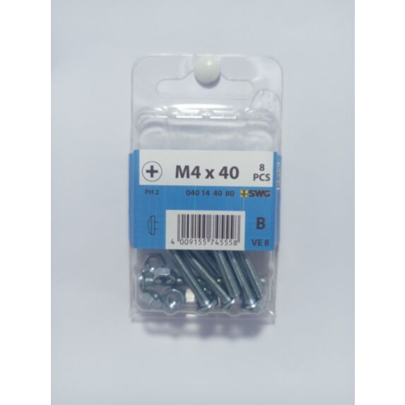 Boulon mécanique, tête fraisée, PH, M4 x 40, acier zingué, DIN 965