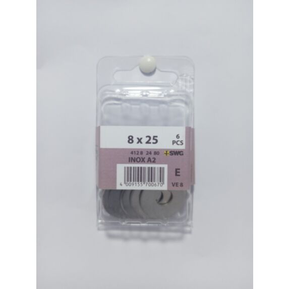 Rondelle carrossier, 8 x 25, acier inoxydable A2