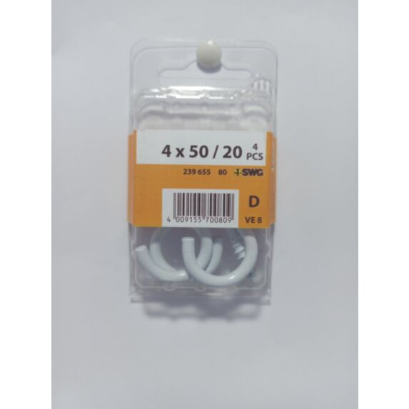 Crochet à visser fil à linge, 4 x 50 / 20, revêtement blanc