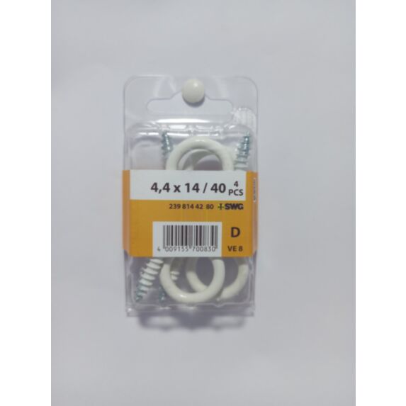Piton à visser, 4,4 x 14 / 40, revêtement plastique blanc