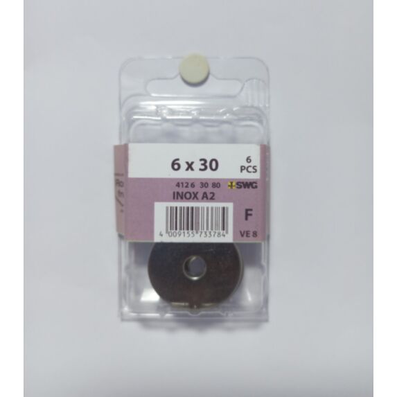 Rondelle carrossier, 6 x 30, acier inoxydable A2