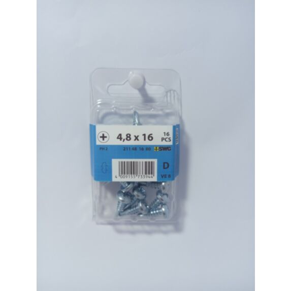 Vis autoperceuse, tête bombée, PH, 4,8 x 16, acier zingué, DIN 7504-N