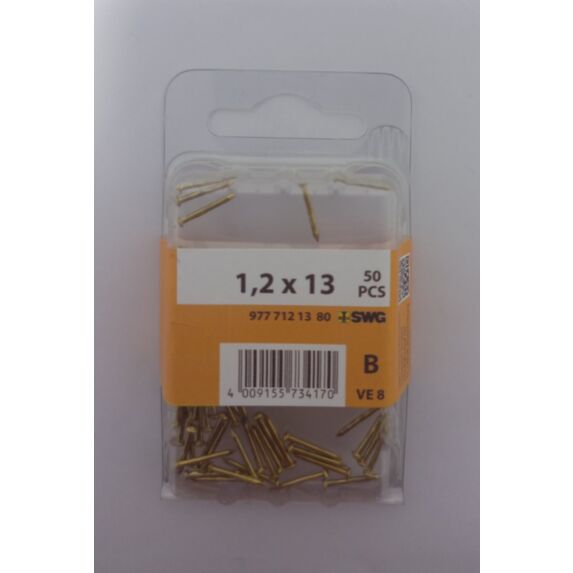 Clou, tête ronde, 1,2 x 13, acier laitonné