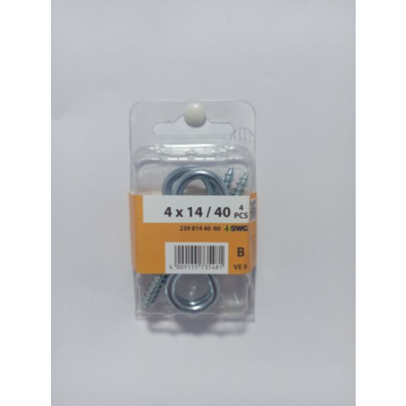 Piton à visser, 4 x 14 / 40, acier zingué