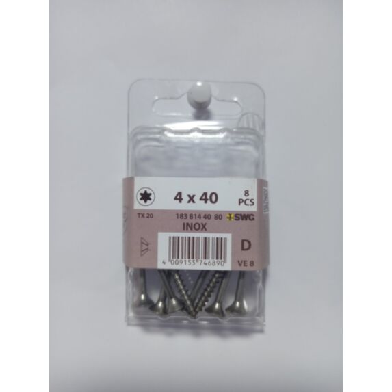 Vis à bois aggloméré à tête fraisée 4 x 70, filetage partiel, en acier inoxydable A2