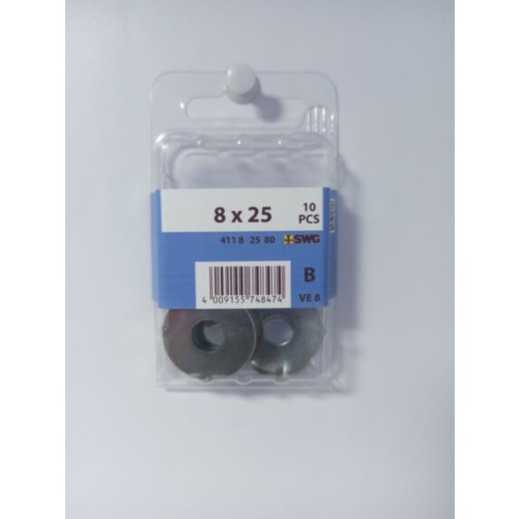 Rondelle carrossier, 8 x 25, acier zingué