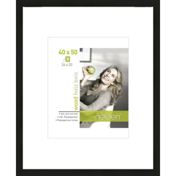 Cadre photo Apollon bois 40x50cm pour photo 24x30cm noir - NIELSEN