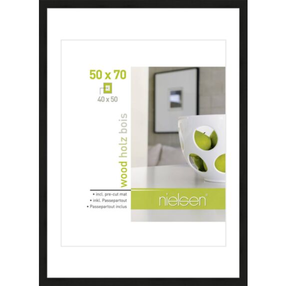 Cadre photo Apollon bois 50x70cm pour photo 40x50cm noir - NIELSEN