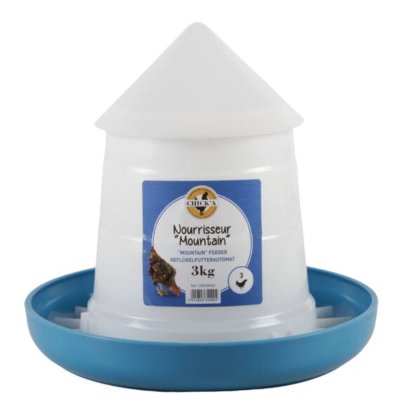 Nourrisseur Mountain conique bleu 3kg - CHICK’A