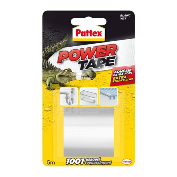 Pattex adhésifs réparation power tape blanc blister 5m - PATTEX