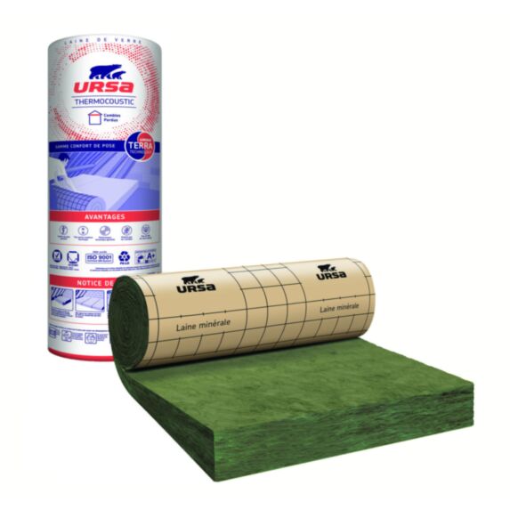 Rouleau laine de verre 40RP Kraft Ep.24cm 3,75x1,2m - URSA THERMOCOUSTIC