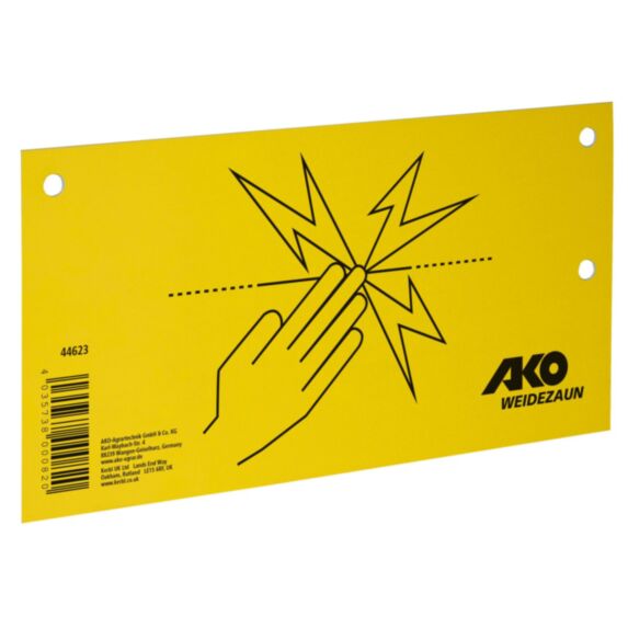 Plaque de signalisation clôture électrique jaune - AKO