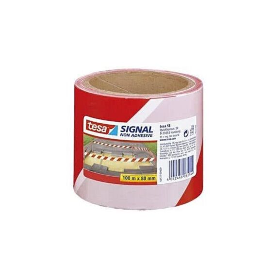 Ruban Balisage Zones Dangereuses Obstacles Temporaires 100mx80mm Rouge/Blanc