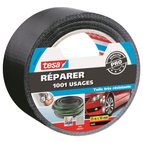 Adhésif Réparation Utile Applications Domestiques et Loisirs 25mx50mm Noir