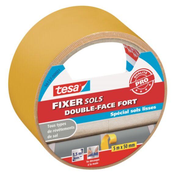 Adhésifs Sols Double-face Fort Universel Fixation Moquettes 5mx50mm