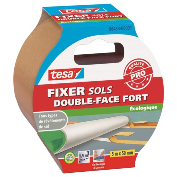Adhésifs Sols Double-face Fort Fixation Moquettes Surfaces Variées 5mx50mm