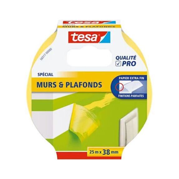 Adhésif Masquage Murs et Plafonds Spécial Finitions Parfaites 25mx38mm