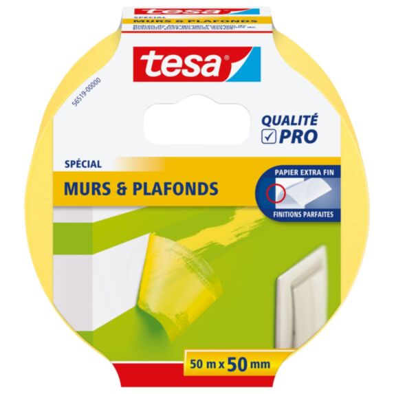 Adhésif Masquage Murs et Plafonds Spécial Finitions Parfaites 50mx50mm