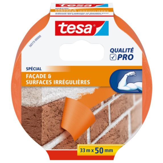 Adhésif Masquage Façade et Surfaces Irrégulières 33mx50mm Orange