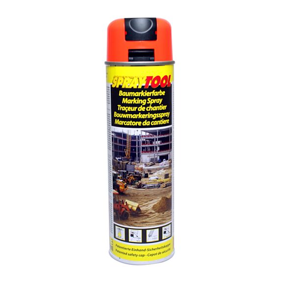 Bombe de peinture traceur de chantier orange fluo 500 mL