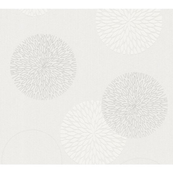 Papier Peint Vinyl Expansé Intissé Fleurs Bulles Blanc 5,3m² - AS CREATION