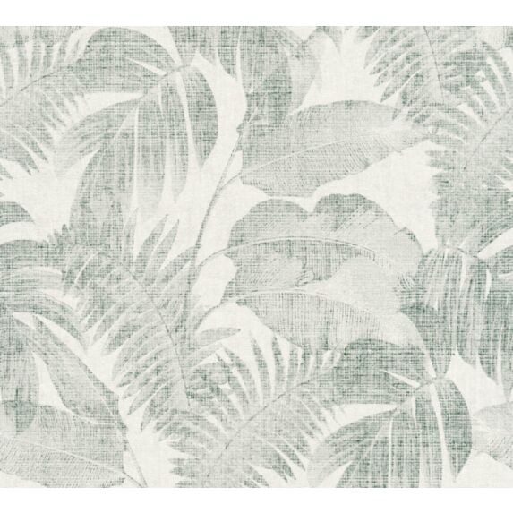 Papier Peint Vinyl Expansé Intissé Palmes Cosy Vert Blanc 5,3m² - AS CREATION
