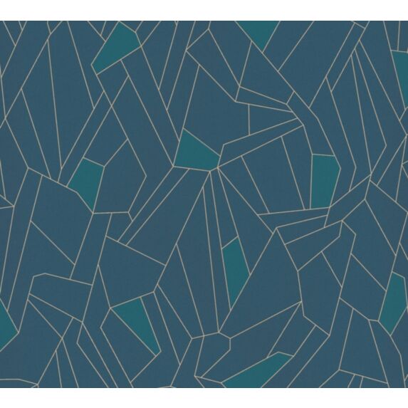 Papier peint vinyl intissé mosaïque art déco bleu - AS CREATION