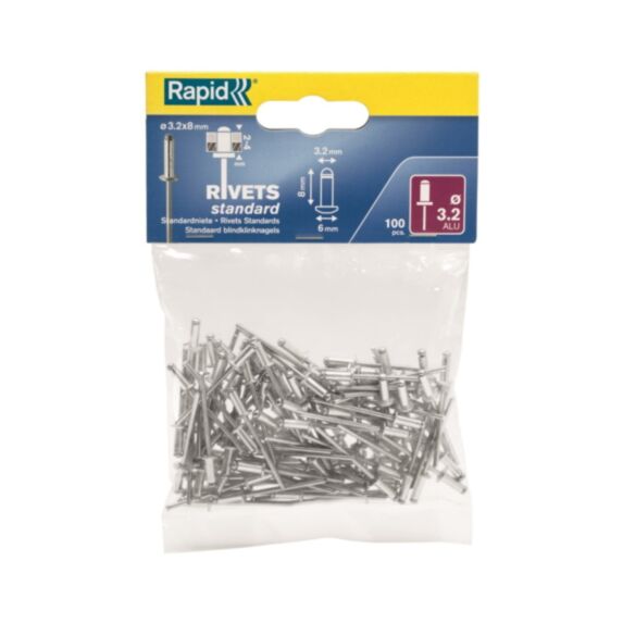 100 rivets standard alu ø 3.2 x 8 mm