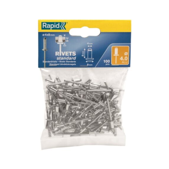 100 rivets standard alu Ø4 x 12 mm - RAPID