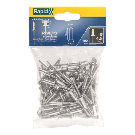 100 rivets standard alu Ø4,8 x 16 mm - RAPID
