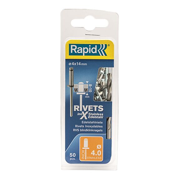 50 rivets inox Ø4 x 14mm + foret - RAPID