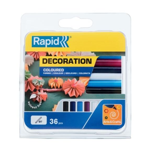 Colle couleur classique Ø7 mm, 90 mm, 36 bâtons - RAPID