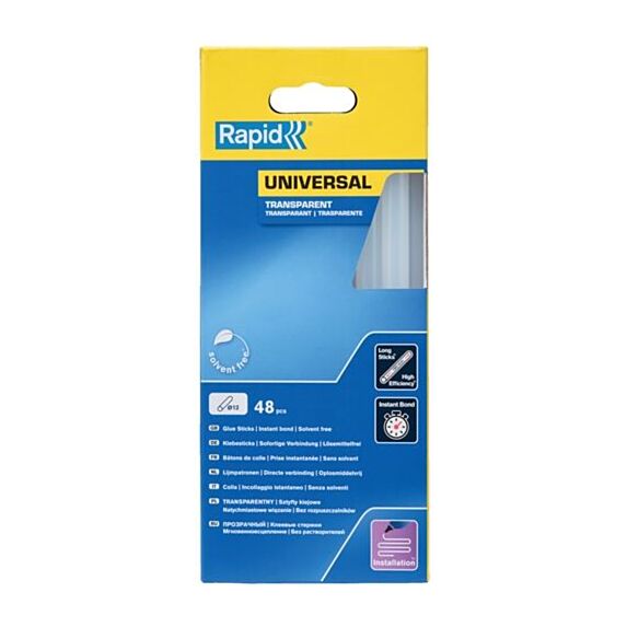 48 bâtons de colle transparente universelle 190 mm - RAPID