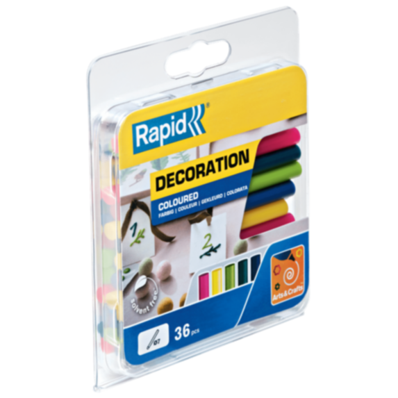 Colle couleur branchée Ø7 mm, 90 mm, 36 bâtons - RAPID