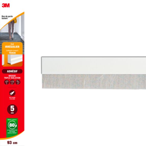 Bas de porte isolant sol irrégulier 93cm brosse triple isolation 3M