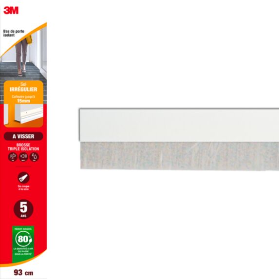 Bas de porte isolant à visser sol irrégulier brosse triple isolation 93cm 3M