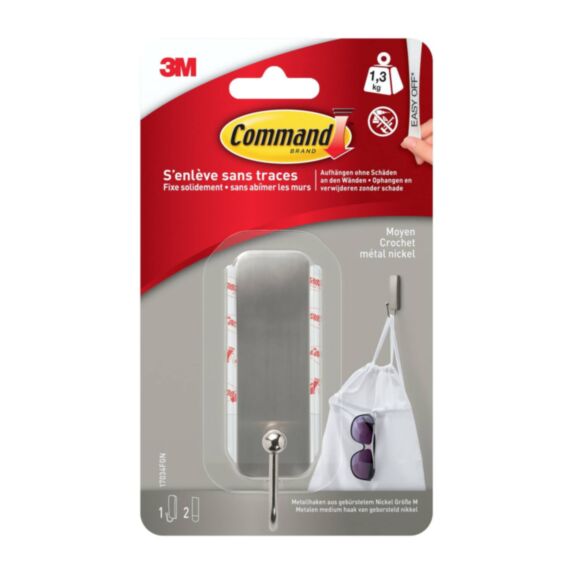 Crochet métal nickel MM décoratif - 3M COMMAND