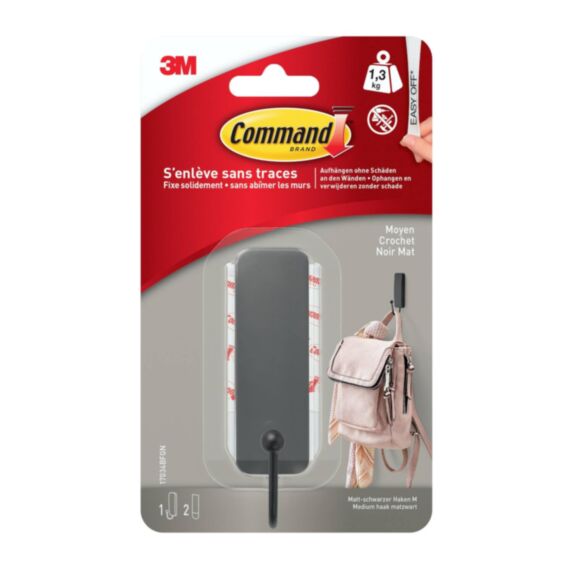 Crochet métal noir MM décoratif - 3M COMMAND