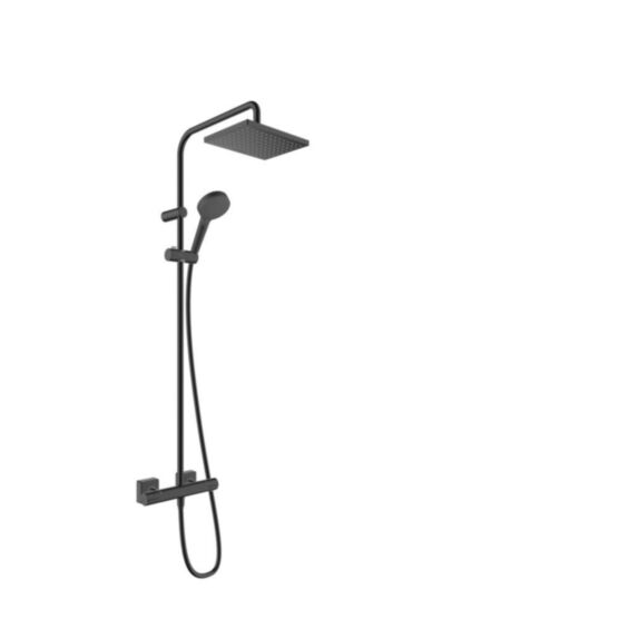 Colonne de douche EcoSmart 9L/min + mitigeur thermostatique noir mat Vernis Shape 230 - HANSGROHE