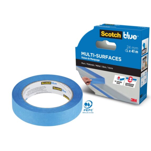 Ruban de Masquage Multi-Surfaces ScotchBlue™ 2090 Bleu 41mx24mm