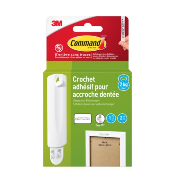 Crochet plastique tab cadre blanc S-R - 3M COMMAND