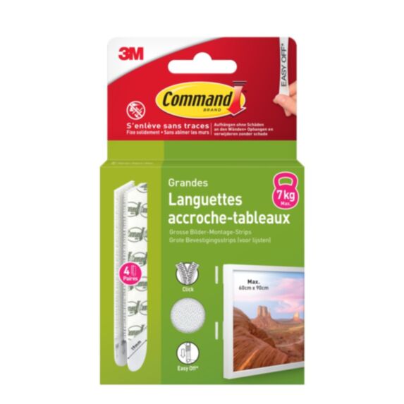 Languettes tableau GM blanches x8 - 3M COMMAND