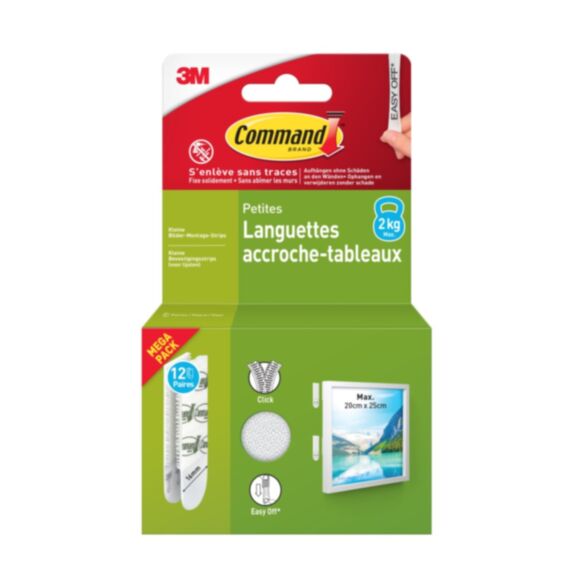 Set de 12 languettes tableau à picots S blanc - 3M