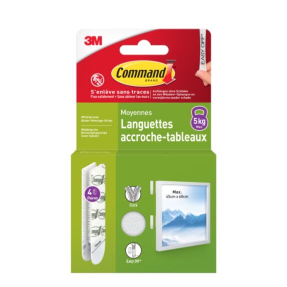 Languettes tableau moyen modèle adhésives x8 - 3M COMMAND