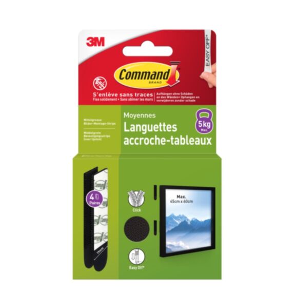 Languettes tableau MM noires x8 - 3M COMMAND