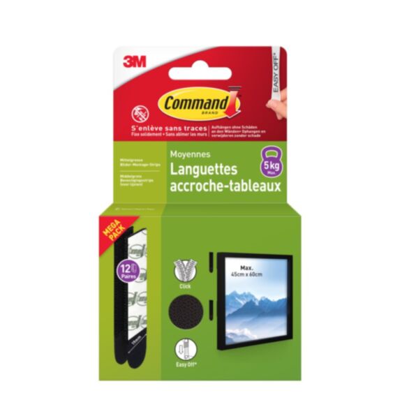 Languettes tableau MM noires Qi x24 - 3M COMMAND