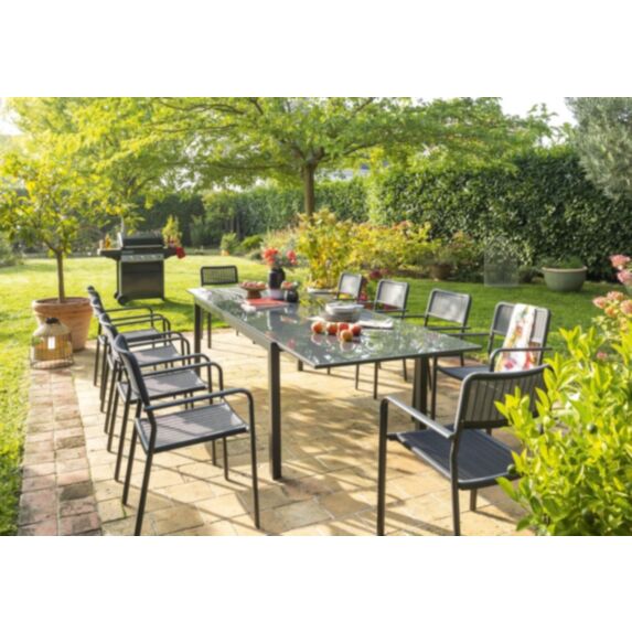 Table extensible Myrtille 75 x 104 x 200-300 cm anthracite